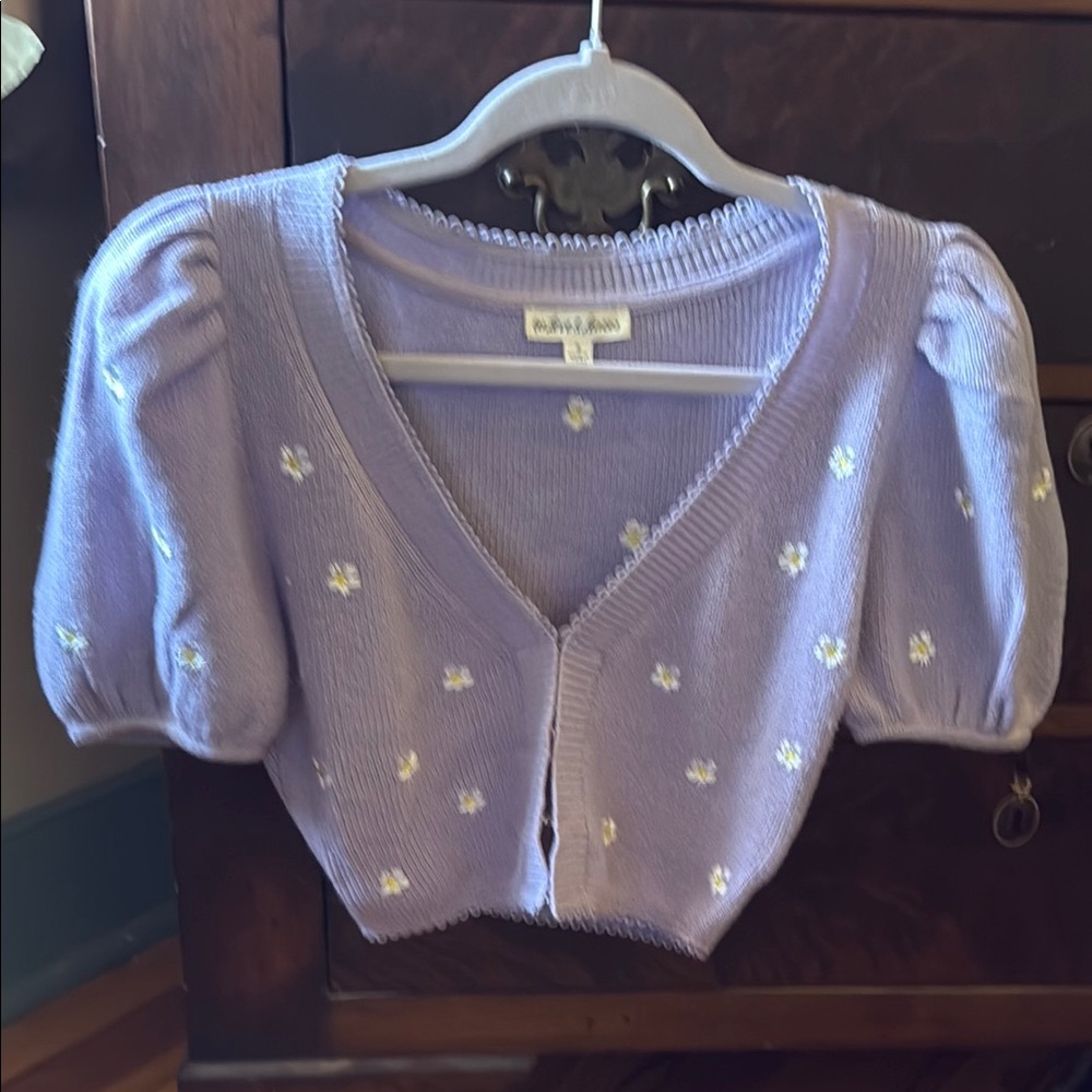 For Love And Lemons Purple Cropped Cardigan